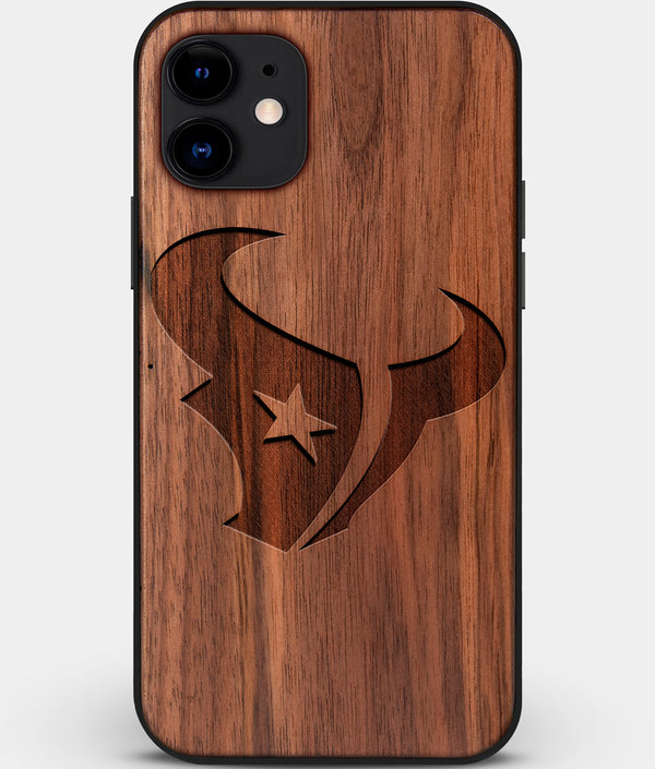 Custom Carved Wood Houston Texans iPhone 11 Case | Personalized Walnut Wood Houston Texans Cover, Birthday Gift, Gifts For Him, Monogrammed Gift For Fan | by Engraved In Nature