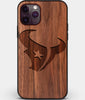 Custom Carved Wood Houston Texans iPhone 11 Pro Case | Personalized Walnut Wood Houston Texans Cover, Birthday Gift, Gifts For Him, Monogrammed Gift For Fan | by Engraved In Nature
