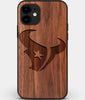 Custom Carved Wood Houston Texans iPhone 12 Case | Personalized Walnut Wood Houston Texans Cover, Birthday Gift, Gifts For Him, Monogrammed Gift For Fan | by Engraved In Nature