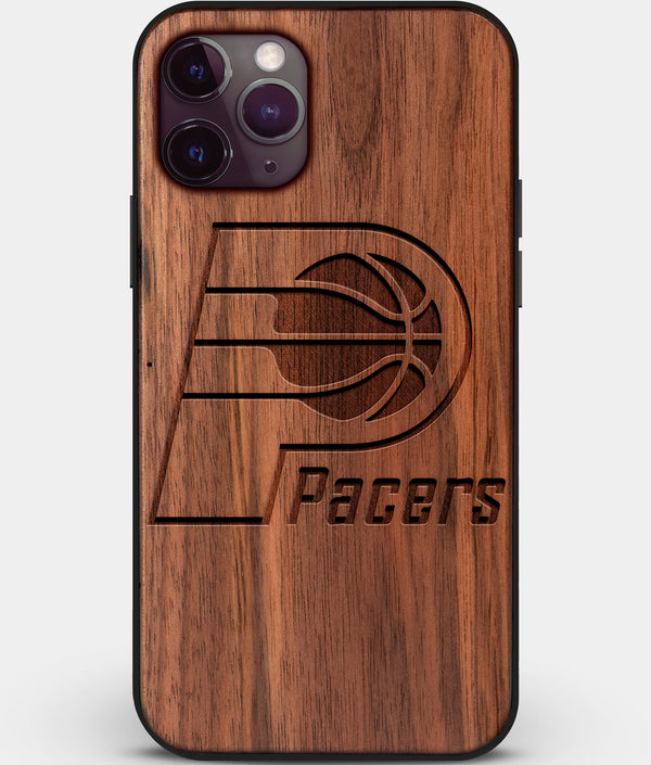 Custom Carved Wood Indiana Pacers iPhone 11 Pro Case | Personalized Walnut Wood Indiana Pacers Cover, Birthday Gift, Gifts For Him, Monogrammed Gift For Fan | by Engraved In Nature