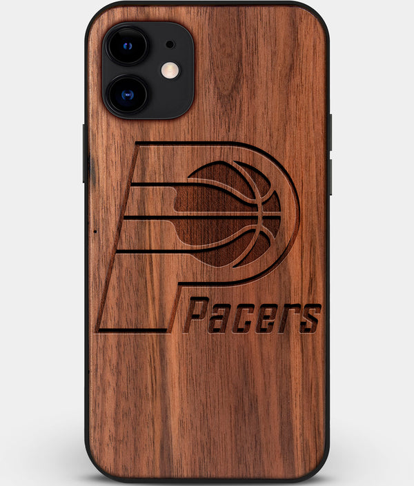 Custom Carved Wood Indiana Pacers iPhone 12 Mini Case | Personalized Walnut Wood Indiana Pacers Cover, Birthday Gift, Gifts For Him, Monogrammed Gift For Fan | by Engraved In Nature