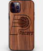 Custom Carved Wood Indiana Pacers iPhone 12 Pro Case | Personalized Walnut Wood Indiana Pacers Cover, Birthday Gift, Gifts For Him, Monogrammed Gift For Fan | by Engraved In Nature