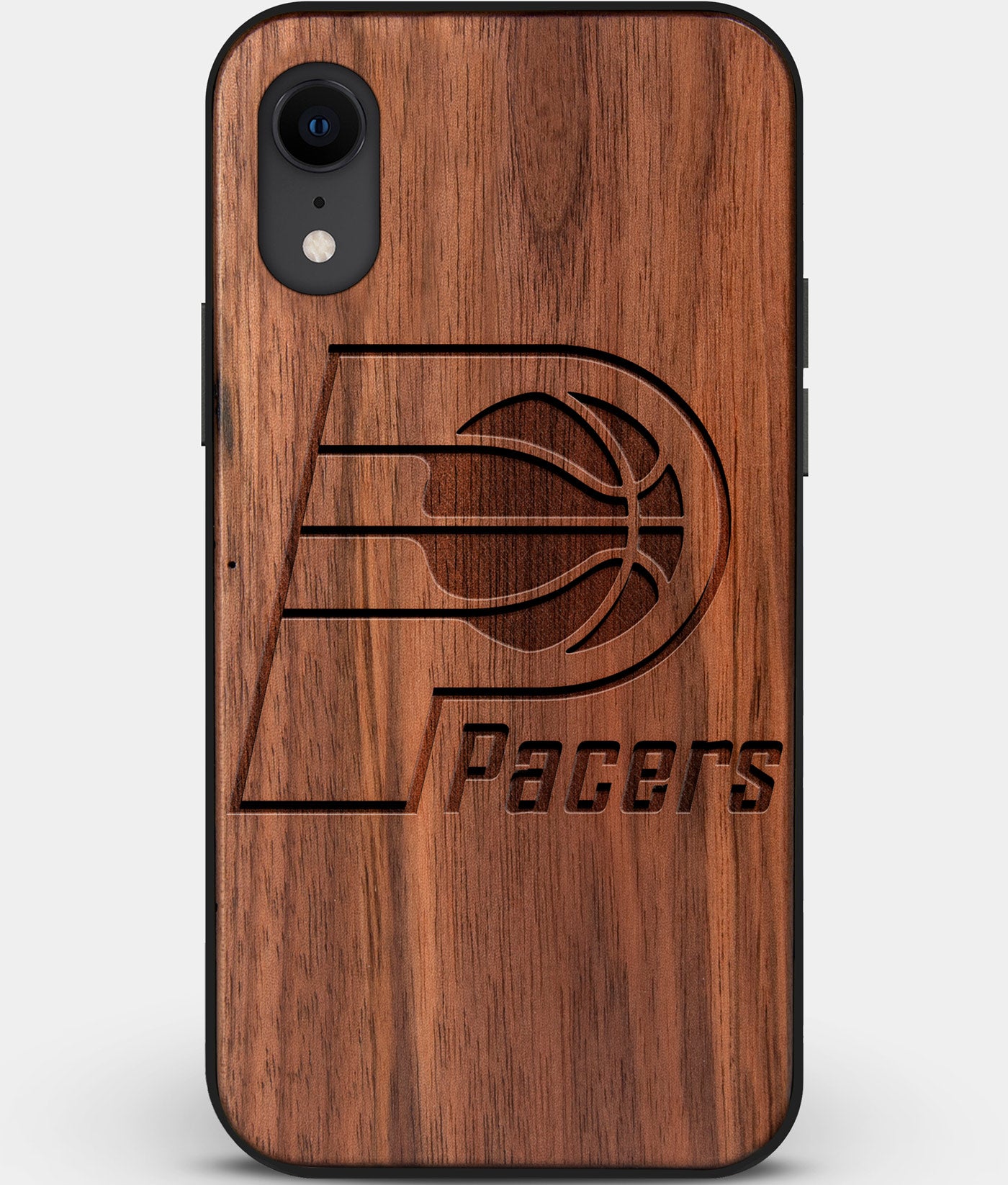 Custom Carved Wood Indiana Pacers iPhone XR Case | Personalized Walnut Wood Indiana Pacers Cover, Birthday Gift, Gifts For Him, Monogrammed Gift For Fan | by Engraved In Nature