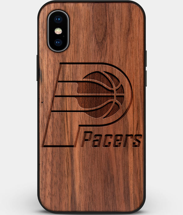 Custom Carved Wood Indiana Pacers iPhone X/XS Case | Personalized Walnut Wood Indiana Pacers Cover, Birthday Gift, Gifts For Him, Monogrammed Gift For Fan | by Engraved In Nature