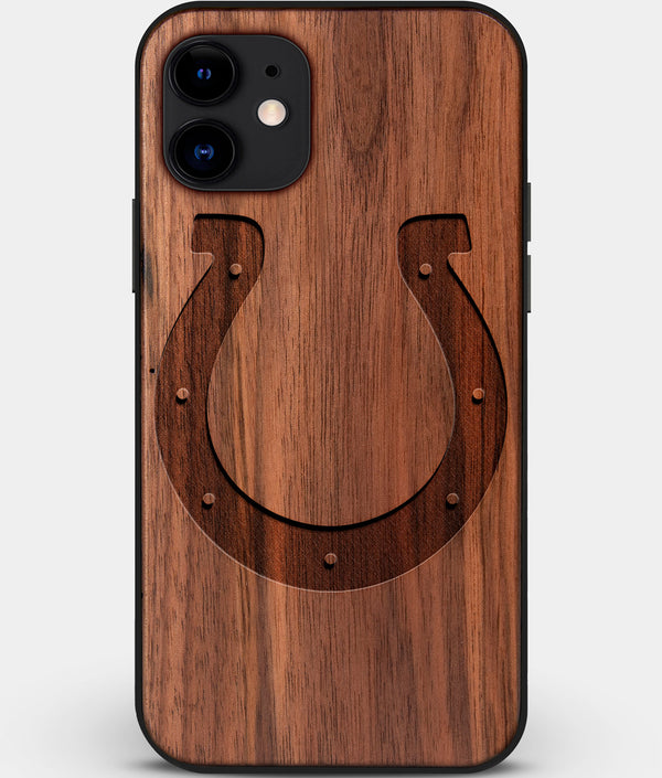 Custom Carved Wood Indianapolis Colts iPhone 11 Case | Personalized Walnut Wood Indianapolis Colts Cover, Birthday Gift, Gifts For Him, Monogrammed Gift For Fan | by Engraved In Nature