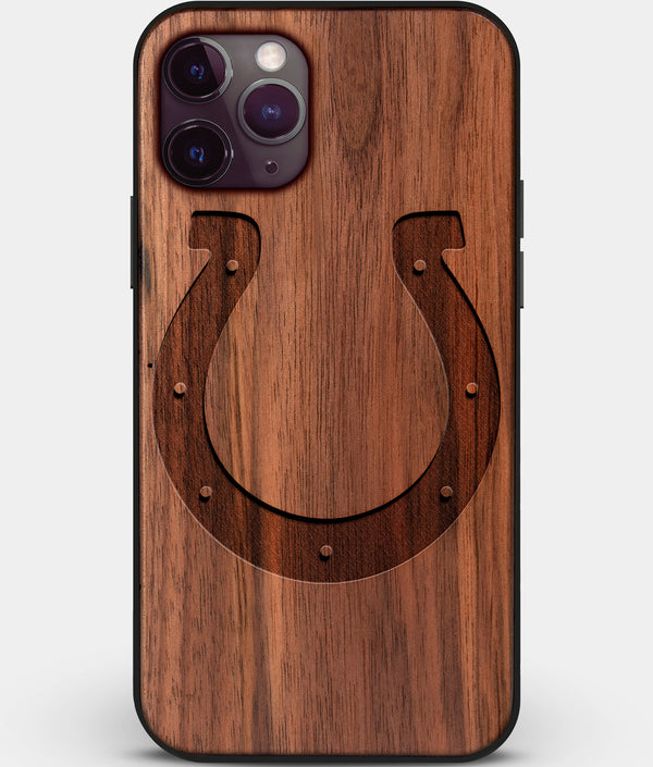 Custom Carved Wood Indianapolis Colts iPhone 11 Pro Max Case | Personalized Walnut Wood Indianapolis Colts Cover, Birthday Gift, Gifts For Him, Monogrammed Gift For Fan | by Engraved In Nature