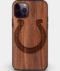 Custom Carved Wood Indianapolis Colts iPhone 12 Pro Case | Personalized Walnut Wood Indianapolis Colts Cover, Birthday Gift, Gifts For Him, Monogrammed Gift For Fan | by Engraved In Nature
