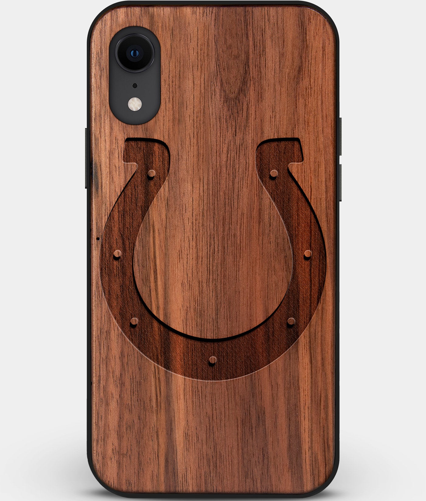 Custom Carved Wood Indianapolis Colts iPhone XR Case | Personalized Walnut Wood Indianapolis Colts Cover, Birthday Gift, Gifts For Him, Monogrammed Gift For Fan | by Engraved In Nature