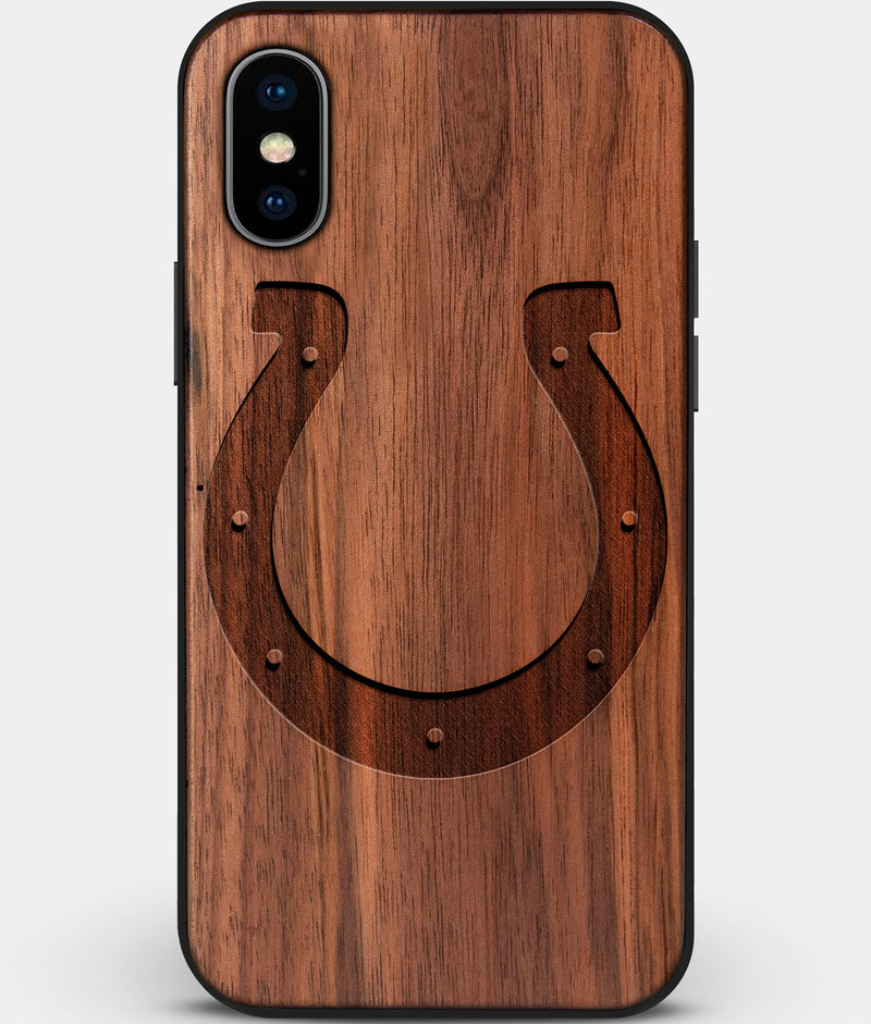 Custom Carved Wood Indianapolis Colts iPhone XS Max Case | Personalized Walnut Wood Indianapolis Colts Cover, Birthday Gift, Gifts For Him, Monogrammed Gift For Fan | by Engraved In Nature