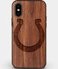 Custom Carved Wood Indianapolis Colts iPhone XS Max Case | Personalized Walnut Wood Indianapolis Colts Cover, Birthday Gift, Gifts For Him, Monogrammed Gift For Fan | by Engraved In Nature