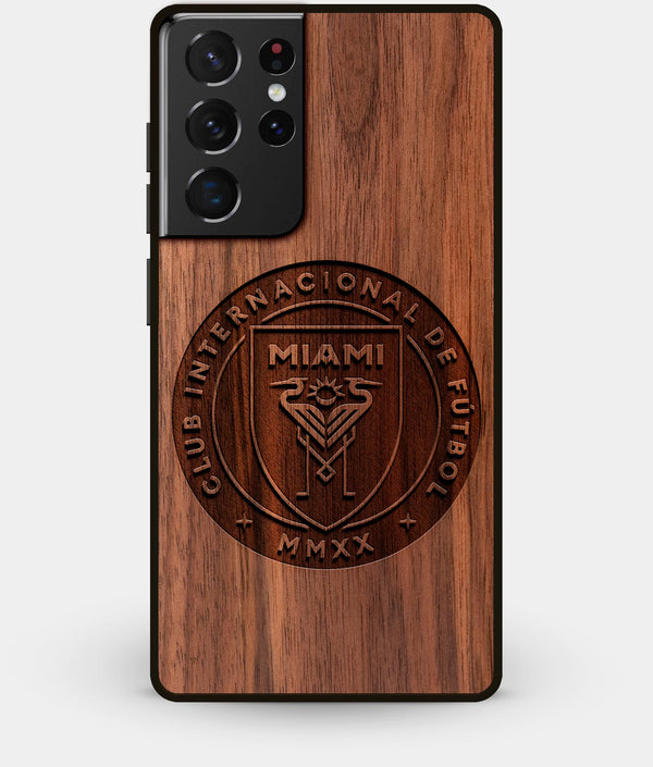 Best Walnut Wood Inter Miami CF Galaxy S21 Ultra Case - Custom Engraved Cover - Engraved In Nature