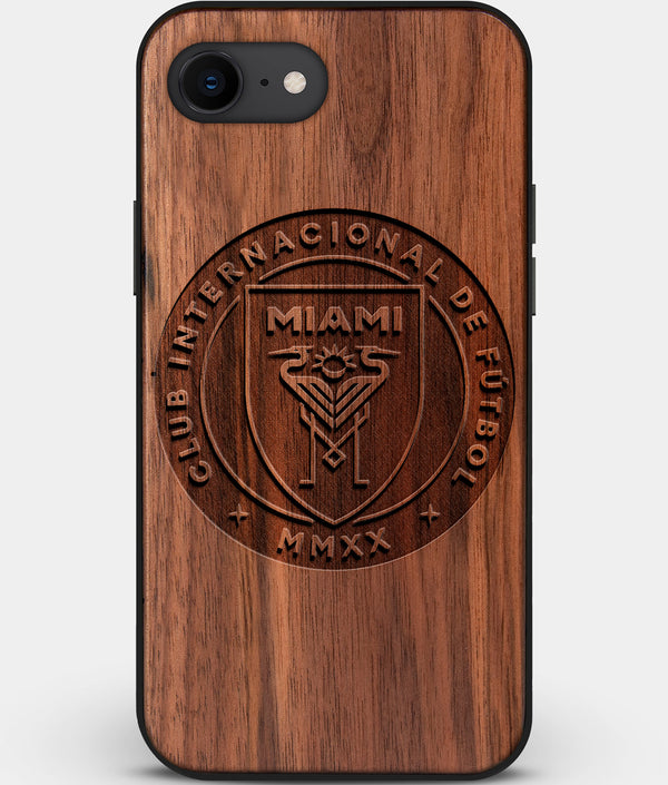 Best Custom Engraved Walnut Wood Inter Miami CF iPhone SE Case - Engraved In Nature
