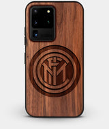 Best Custom Engraved Walnut Wood Inter Milan FC Galaxy S20 Ultra Case - Engraved In Nature
