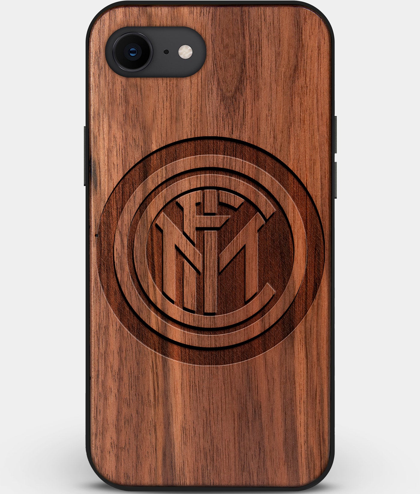 Best Custom Engraved Walnut Wood Inter Milan FC iPhone SE Case - Engraved In Nature