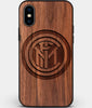 Custom Carved Wood Inter Milan FC iPhone X/XS Case | Personalized Walnut Wood Inter Milan FC Cover, Birthday Gift, Gifts For Him, Monogrammed Gift For Fan | by Engraved In Nature