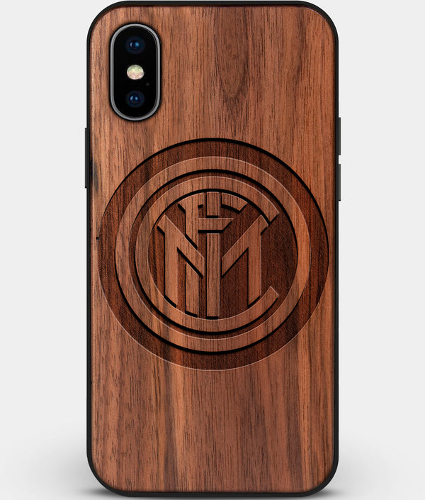 Custom Carved Wood Inter Milan FC iPhone XS Max Case | Personalized Walnut Wood Inter Milan FC Cover, Birthday Gift, Gifts For Him, Monogrammed Gift For Fan | by Engraved In Nature