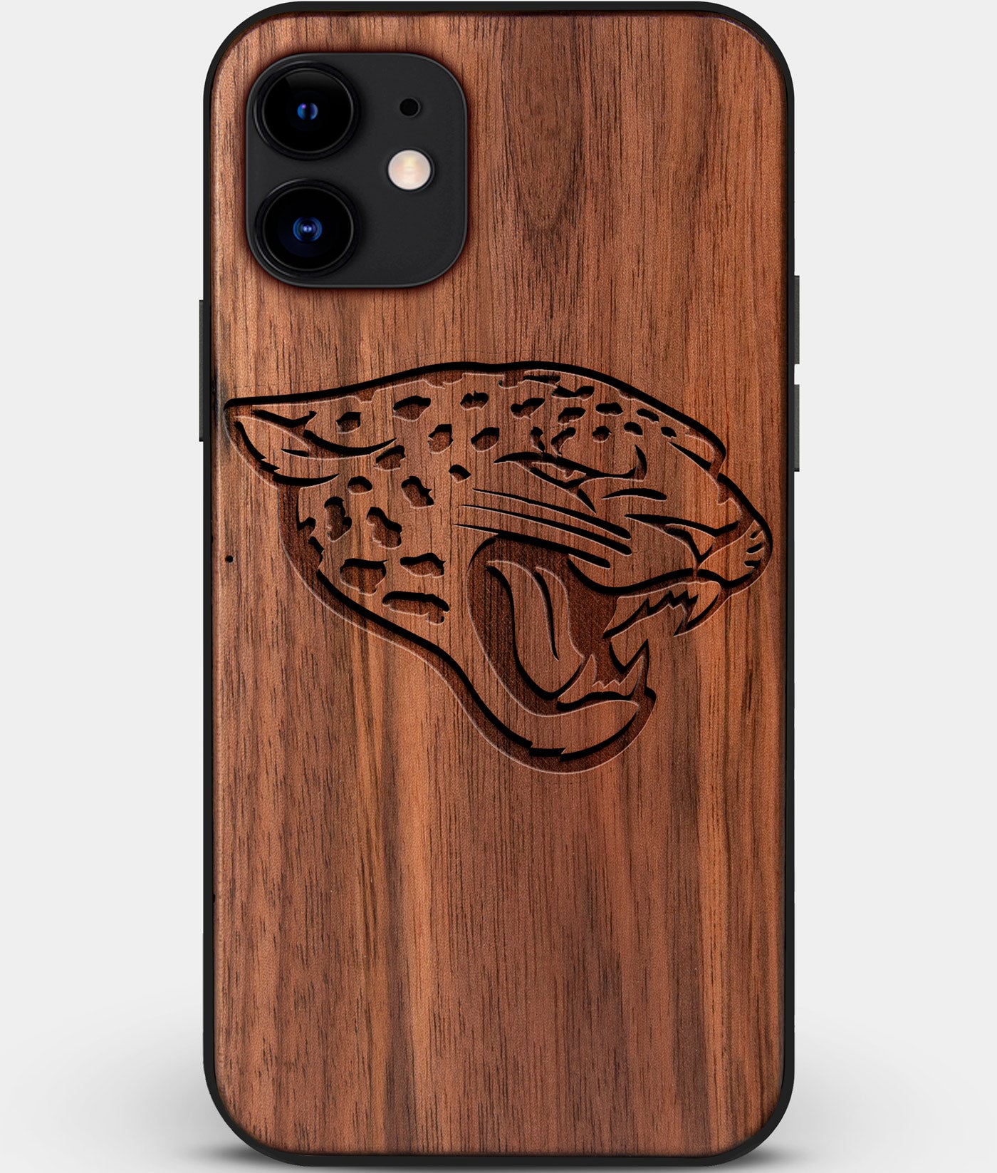 Custom Carved Wood Jacksonville Jaguars iPhone 11 Case | Personalized Walnut Wood Jacksonville Jaguars Cover, Birthday Gift, Gifts For Him, Monogrammed Gift For Fan | by Engraved In Nature