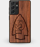 Best Walnut Wood Kansas City Chiefs Galaxy S21 Ultra Case - Custom Engraved Cover - Engraved In Nature
