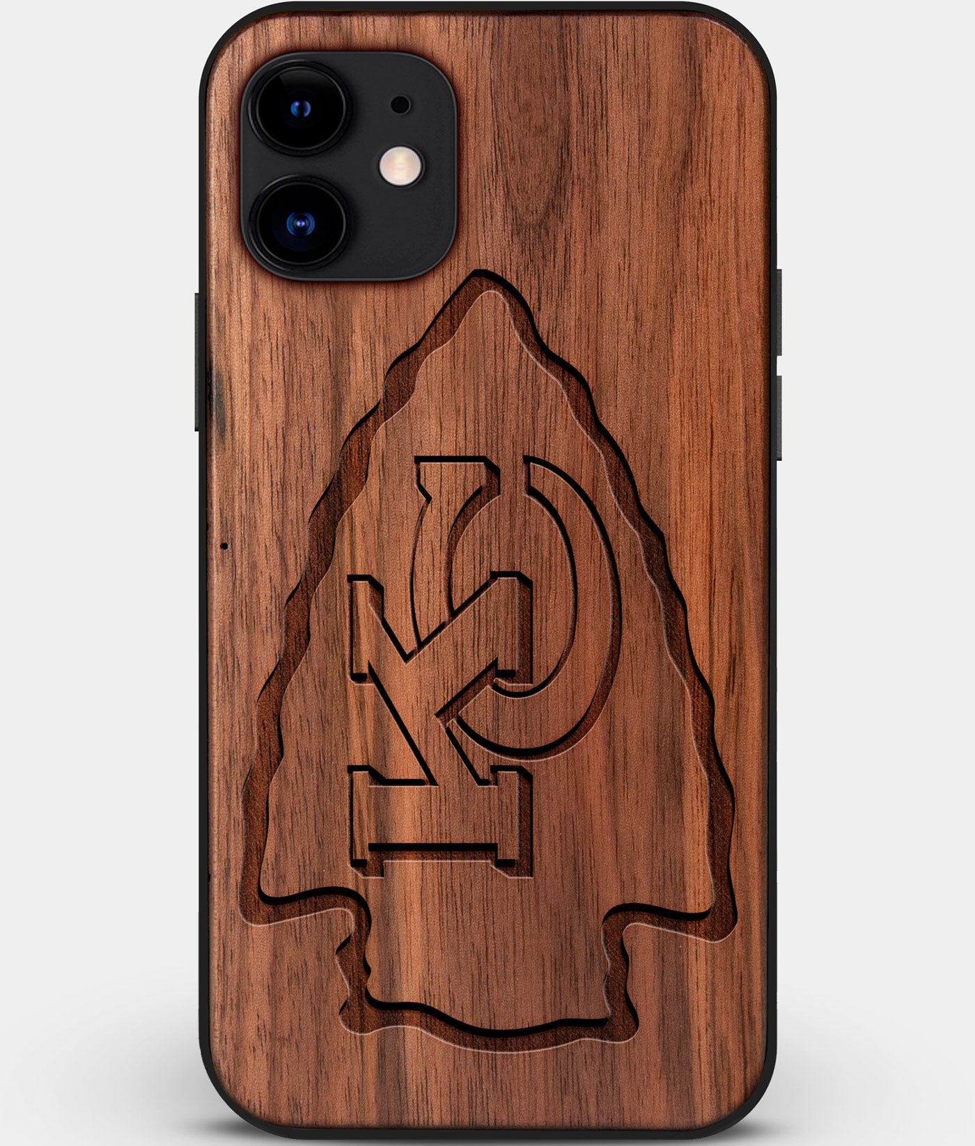 Custom Carved Wood Kansas City Chiefs iPhone 11 Case | Personalized Walnut Wood Kansas City Chiefs Cover, Birthday Gift, Gifts For Him, Monogrammed Gift For Fan | by Engraved In Nature
