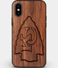 Custom Carved Wood Kansas City Chiefs iPhone X/XS Case | Personalized Walnut Wood Kansas City Chiefs Cover, Birthday Gift, Gifts For Him, Monogrammed Gift For Fan | by Engraved In Nature