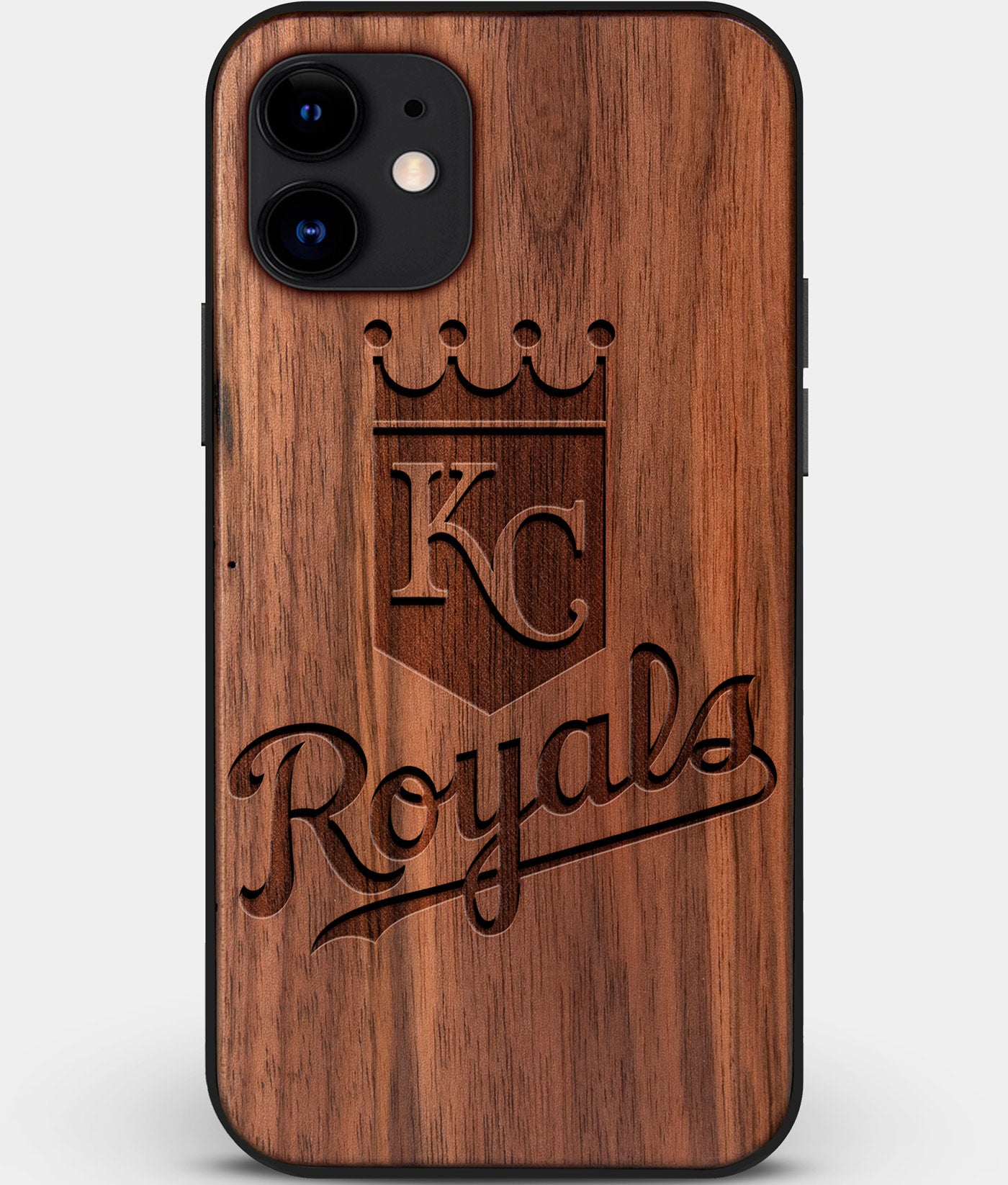 Custom Carved Wood Kansas City Royals iPhone 11 Case | Personalized Walnut Wood Kansas City Royals Cover, Birthday Gift, Gifts For Him, Monogrammed Gift For Fan | by Engraved In Nature