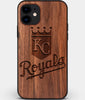 Custom Carved Wood Kansas City Royals iPhone 12 Case | Personalized Walnut Wood Kansas City Royals Cover, Birthday Gift, Gifts For Him, Monogrammed Gift For Fan | by Engraved In Nature