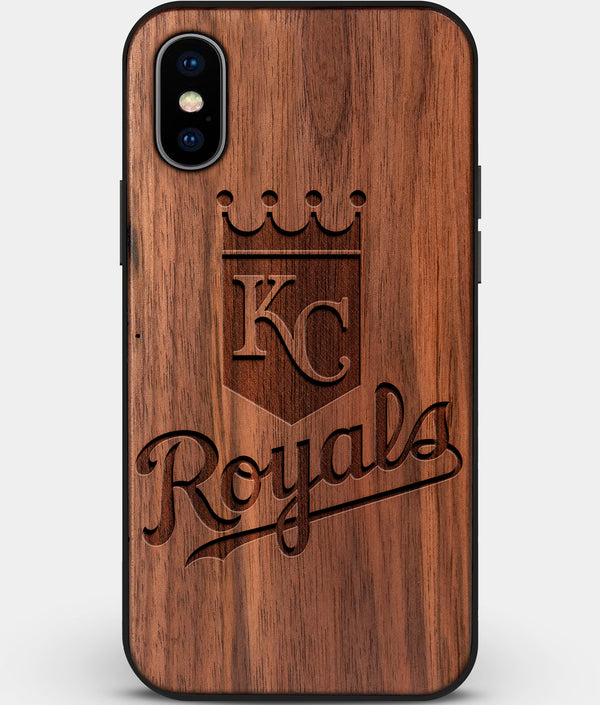 Custom Carved Wood Kansas City Royals iPhone X/XS Case | Personalized Walnut Wood Kansas City Royals Cover, Birthday Gift, Gifts For Him, Monogrammed Gift For Fan | by Engraved In Nature