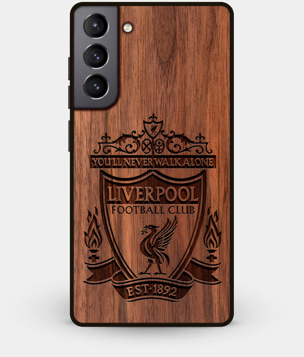 Best Walnut Wood Liverpool F.C. Galaxy S21 Case - Custom Engraved Cover - Engraved In Nature