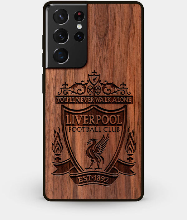 Best Walnut Wood Liverpool F.C. Galaxy S21 Ultra Case - Custom Engraved Cover - Engraved In Nature