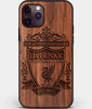Custom Carved Wood Liverpool F.C. iPhone 11 Pro Max Case | Personalized Walnut Wood Liverpool F.C. Cover, Birthday Gift, Gifts For Him, Monogrammed Gift For Fan | by Engraved In Nature