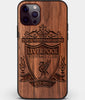 Custom Carved Wood Liverpool F.C. iPhone 12 Pro Case | Personalized Walnut Wood Liverpool F.C. Cover, Birthday Gift, Gifts For Him, Monogrammed Gift For Fan | by Engraved In Nature