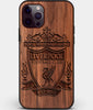 Custom Carved Wood Liverpool F.C. iPhone 12 Pro Max Case | Personalized Walnut Wood Liverpool F.C. Cover, Birthday Gift, Gifts For Him, Monogrammed Gift For Fan | by Engraved In Nature