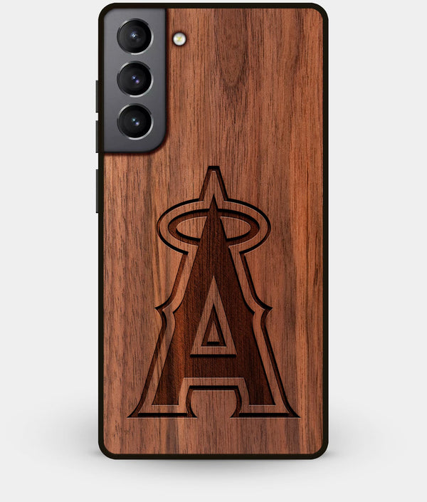 Best Walnut Wood Los Angeles Angels Galaxy S21 Case - Custom Engraved Cover - Engraved In Nature