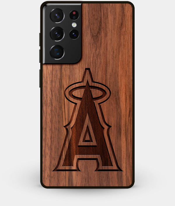 Best Walnut Wood Los Angeles Angels Galaxy S21 Ultra Case - Custom Engraved Cover - Engraved In Nature