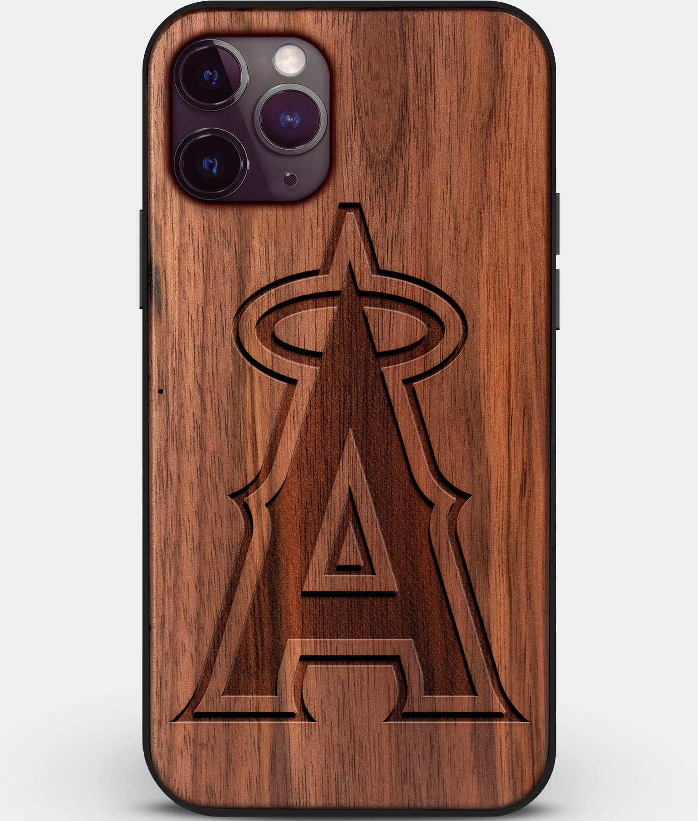 Custom Carved Wood Los Angeles Angels iPhone 11 Pro Case | Personalized Walnut Wood Los Angeles Angels Cover, Birthday Gift, Gifts For Him, Monogrammed Gift For Fan | by Engraved In Nature