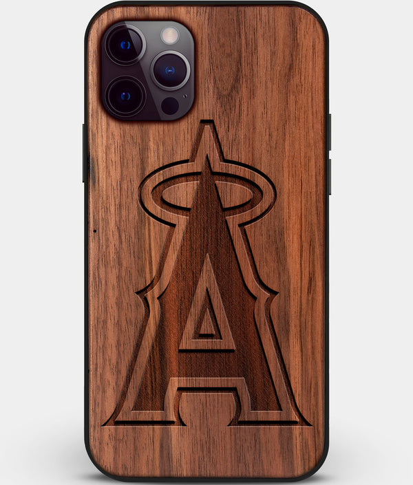 Custom Carved Wood Los Angeles Angels iPhone 12 Pro Max Case | Personalized Walnut Wood Los Angeles Angels Cover, Birthday Gift, Gifts For Him, Monogrammed Gift For Fan | by Engraved In Nature