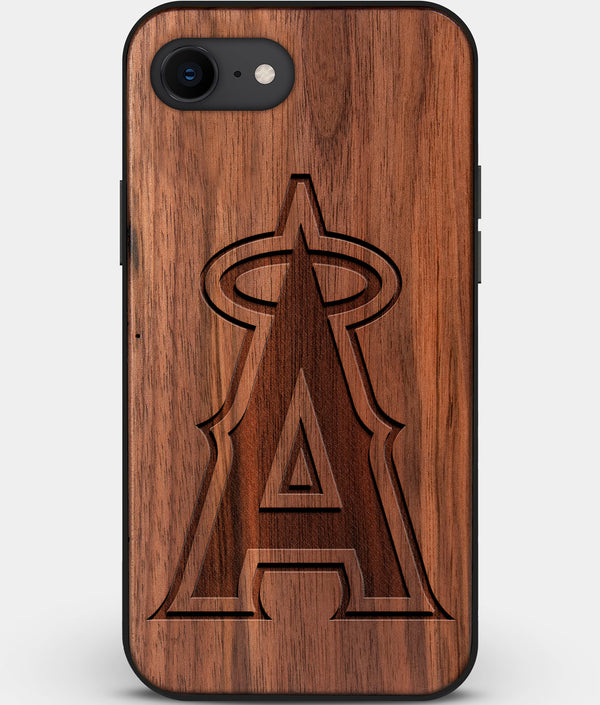 Best Custom Engraved Walnut Wood Los Angeles Angels iPhone SE Case - Engraved In Nature