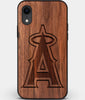 Custom Carved Wood Los Angeles Angels iPhone XR Case | Personalized Walnut Wood Los Angeles Angels Cover, Birthday Gift, Gifts For Him, Monogrammed Gift For Fan | by Engraved In Nature