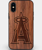 Custom Carved Wood Los Angeles Angels iPhone XS Max Case | Personalized Walnut Wood Los Angeles Angels Cover, Birthday Gift, Gifts For Him, Monogrammed Gift For Fan | by Engraved In Nature