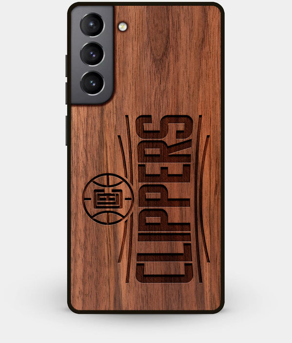 Best Walnut Wood Los Angeles Clippers Galaxy S21 Case - Custom Engraved Cover - Engraved In Nature