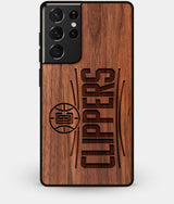 Best Walnut Wood Los Angeles Clippers Galaxy S21 Ultra Case - Custom Engraved Cover - Engraved In Nature