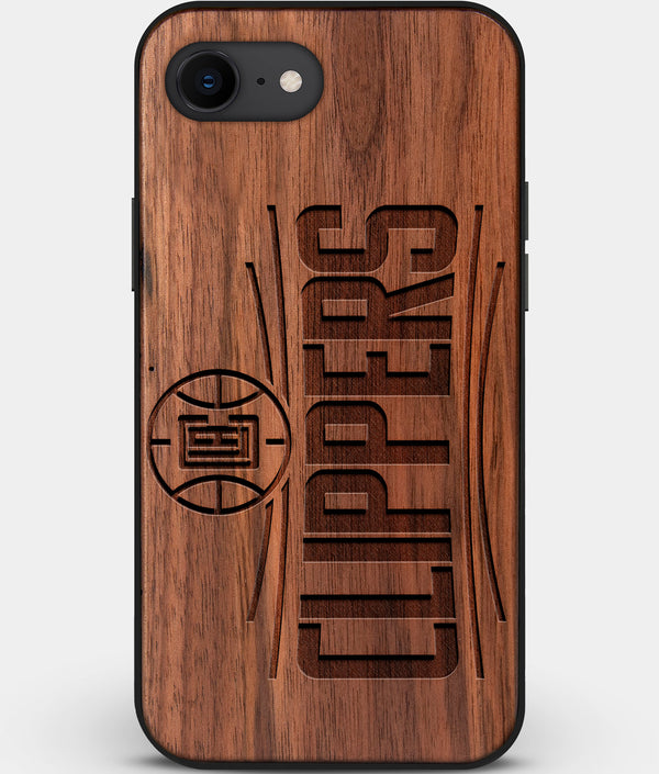 Best Custom Engraved Walnut Wood Los Angeles Clippers iPhone SE Case - Engraved In Nature