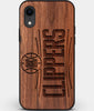 Custom Carved Wood Los Angeles Clippers iPhone XR Case | Personalized Walnut Wood Los Angeles Clippers Cover, Birthday Gift, Gifts For Him, Monogrammed Gift For Fan | by Engraved In Nature