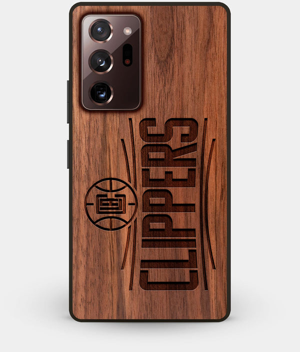 Best Custom Engraved Walnut Wood Los Angeles Clippers Note 20 Ultra Case - Engraved In Nature