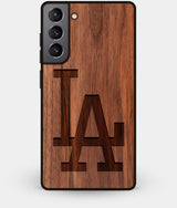 Best Walnut Wood Los Angeles Dodgers Galaxy S21 Case - Custom Engraved Cover - CoverClassic - Engraved In Nature