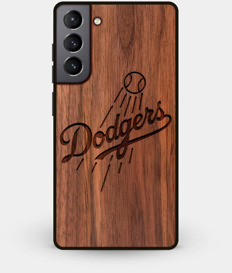 Best Walnut Wood Los Angeles Dodgers Galaxy S21 Case - Custom Engraved Cover - Engraved In Nature