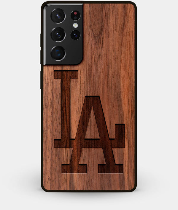 Best Walnut Wood Los Angeles Dodgers Galaxy S21 Ultra Case - Custom Engraved Cover - CoverClassic - Engraved In Nature