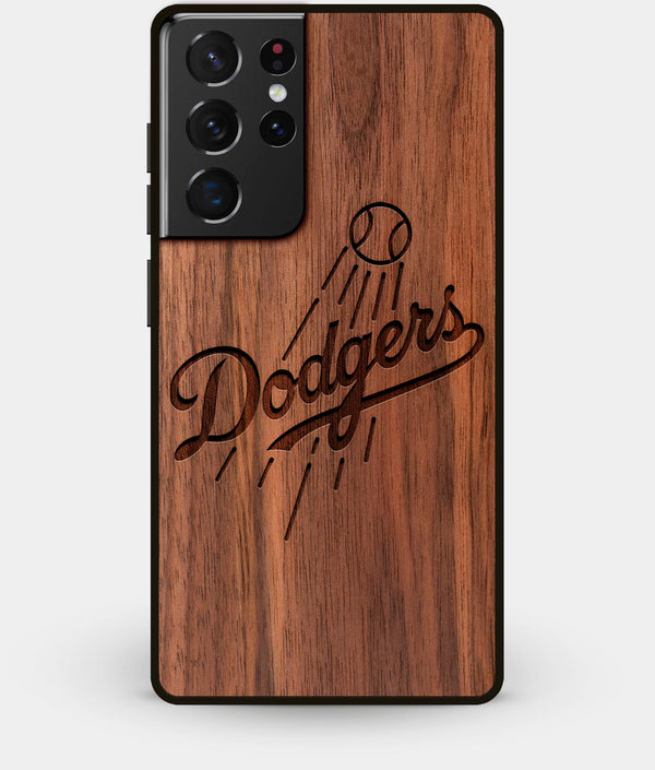 Best Walnut Wood Los Angeles Dodgers Galaxy S21 Ultra Case - Custom Engraved Cover - Engraved In Nature