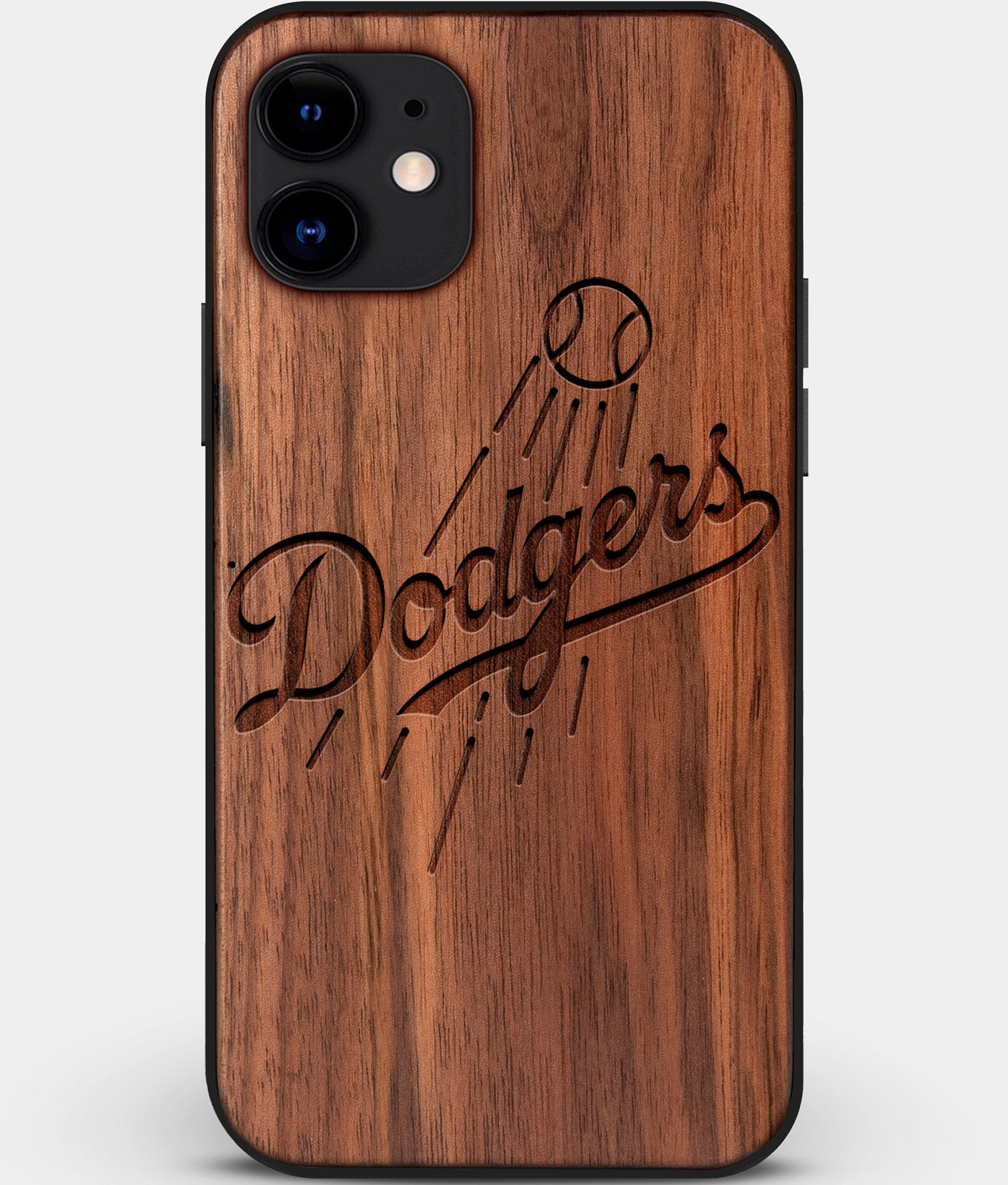 Custom Carved Wood Los Angeles Dodgers iPhone 11 Case | Personalized Walnut Wood Los Angeles Dodgers Cover, Birthday Gift, Gifts For Him, Monogrammed Gift For Fan | by Engraved In Nature