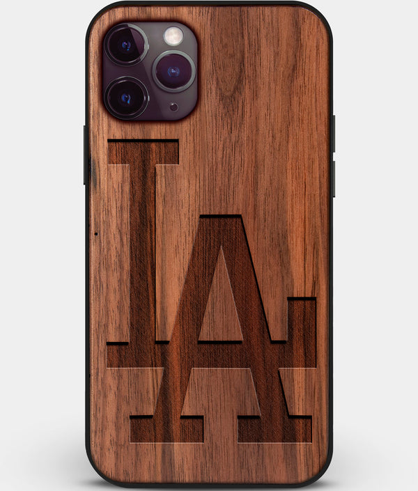 Custom Carved Wood Los Angeles Dodgers iPhone 11 Pro Max Case Classic | Personalized Walnut Wood Los Angeles Dodgers Cover, Birthday Gift, Gifts For Him, Monogrammed Gift For Fan | by Engraved In Nature